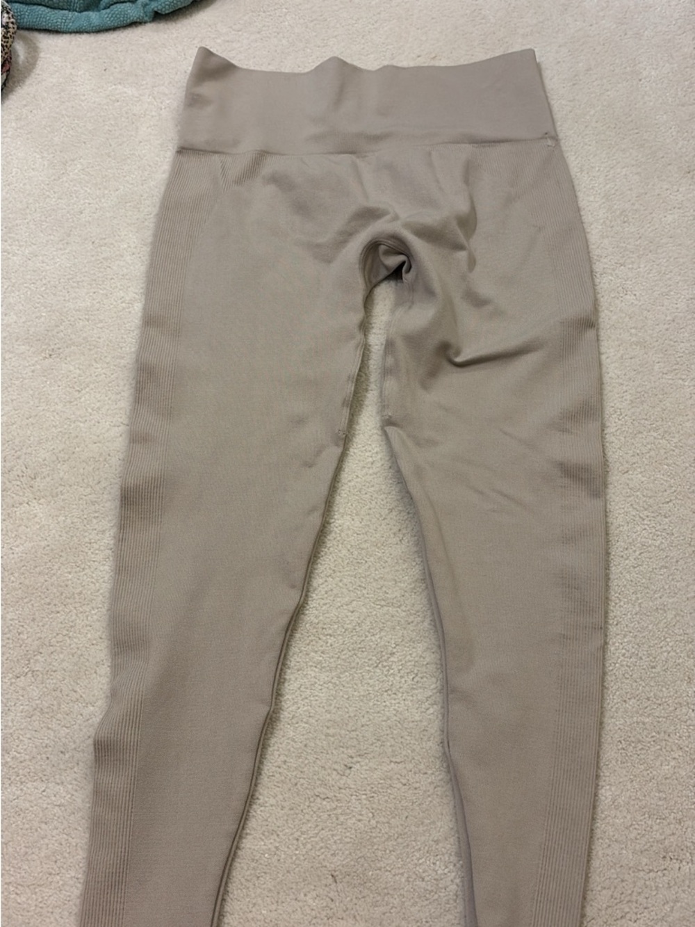 Setactive Seamless High-Waist Ribbed Leggings - Taupe